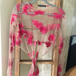 FOR LOVE AND LEMONS- Long-sleeve mesh crop